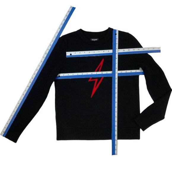 Zadig & Voltaire Miss Flash Sweater M Black Crewneck Wool Cashmere - Picture 6 of 15